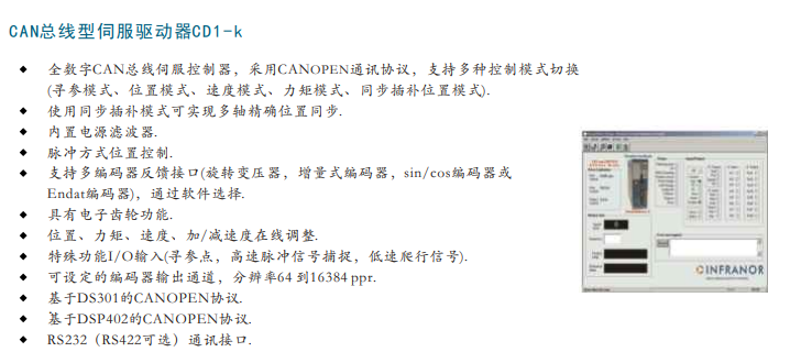 全數(shù)字CAN總線型伺服驅動器 CD1k